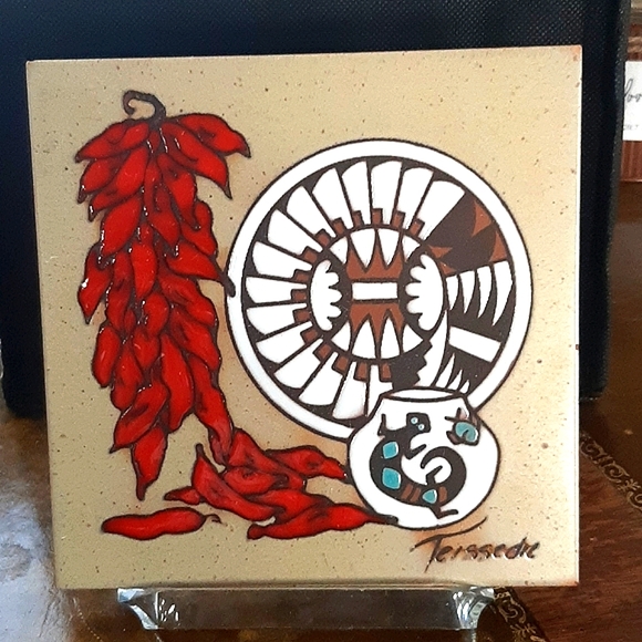 Teissedre Signed Red Clay Ceramic Tile - Picture 1 of 5